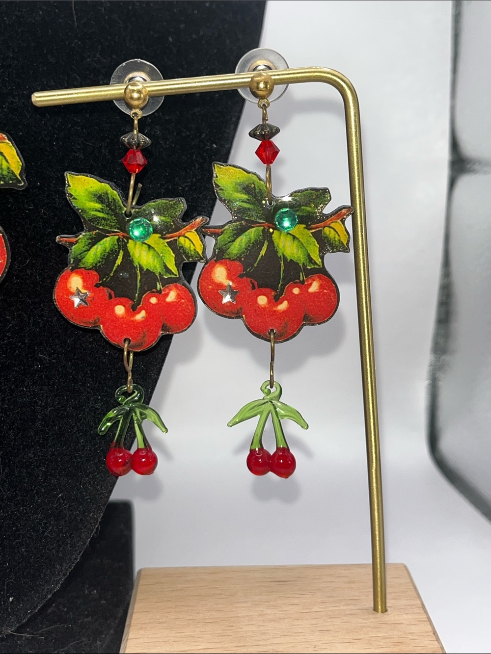 Rare Designs From The Deep Cherry Motif Dangle Earrings & brooch - Picture 3 of 5